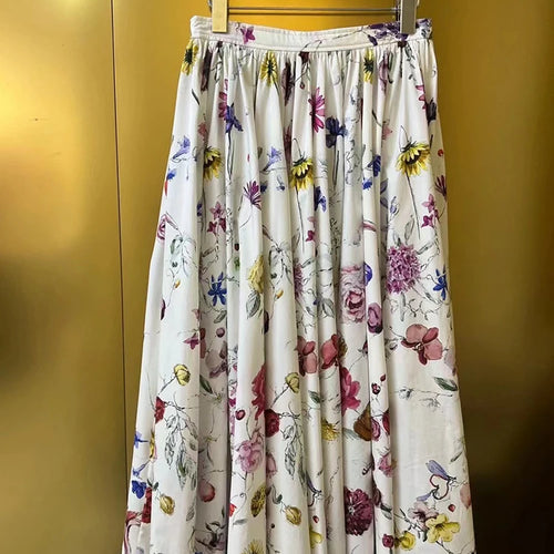 Load image into Gallery viewer, Colorblock Printing Casual Skirts For Women High Waist Patchwork Folds Temperament Loose Skirt Female Fashion
