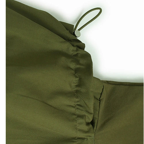 Load image into Gallery viewer, Women Green Drawstring Pocket Big Size Midi Dress New Round Neck Short Sleeve Fashion Tide Spring Summer 2025 1DJ1355
