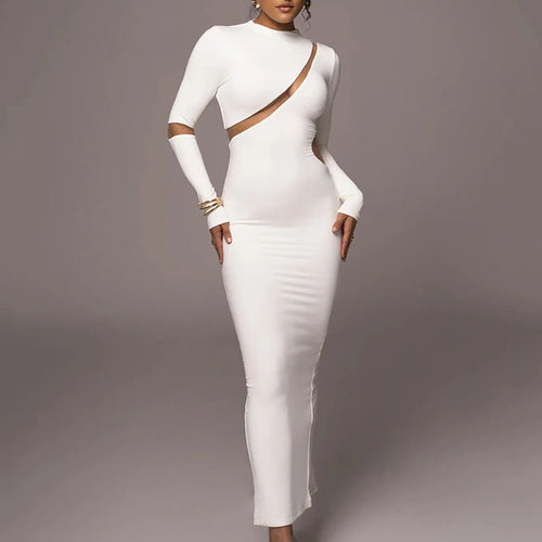Load image into Gallery viewer, Women's Split Long Sleeve Midi Dress, Sexy Hollow Out, Split, Irregular, Irregular, Party, Club, Evening
