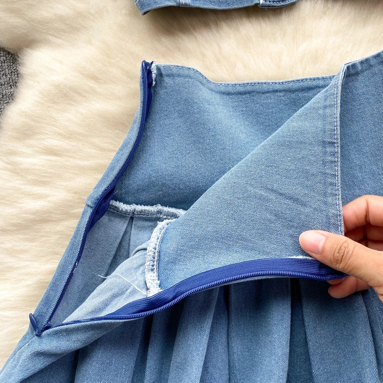 Female Chic Retro Suits Strap Button Elasticity Short Tank+Pleated Mini Skirt Fashion Hotsweet Denim Two Pieces Set