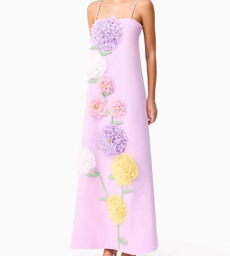 Hit Color Vintage Spliced 3D Flower Elegant Dresses for Women Square Neck Sleeveless Fashion Dress Female Clothing