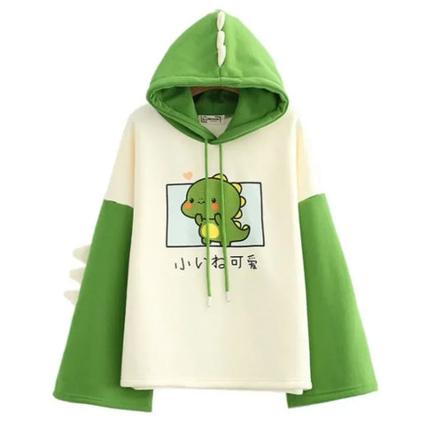 Load image into Gallery viewer, Harajuku Kawaii Hoodies Cartoon Dinosaur Print Casual Women Winter Warm Fleece Hooded Cotton Sweatshirt Teen Girls Cute Top
