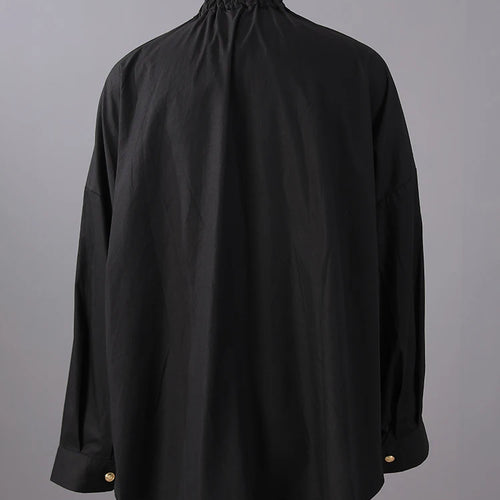 Load image into Gallery viewer, Women Big Size Button Decoration Blouse New Stand Collar Long Sleeve Loose Fit Shirt Fashion Spring Autumn 2025 1DD3478
