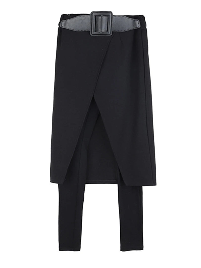 High Elastic Waist Black Stitch Long False Two Trousers New Loose Fit Pants Women Fashion Tide Spring Autumn 2025 1S191