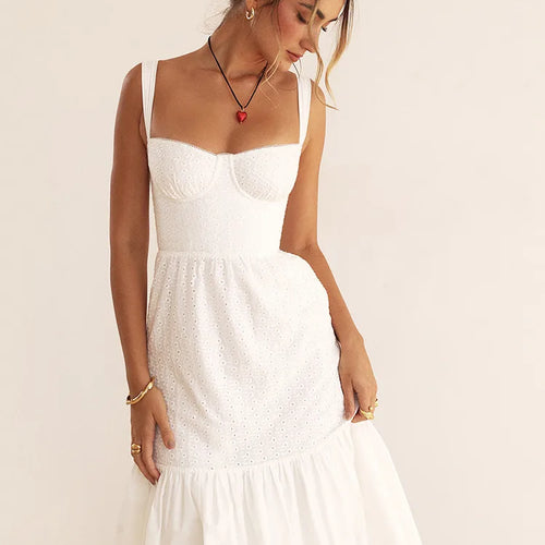 Load image into Gallery viewer, Elegant White Spaghetti Strap Midi Dress For Women Fashion Strapless Sleeveless Backless A-line Club Party Dress
