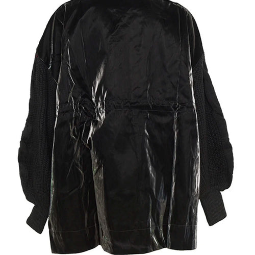 Load image into Gallery viewer, Loose Fit Knitting Drawstring Split Big Size Jacket New Stand Collar Long Sleeve Women Coat Fashion Spring 2025 WB67801
