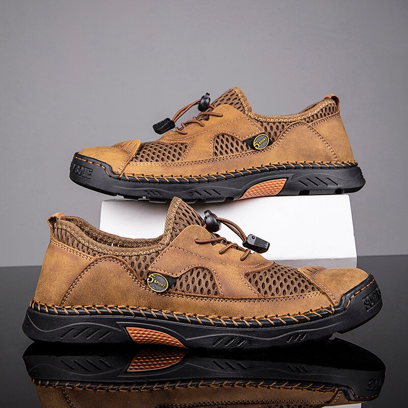 Men Summer Casual Shoes Fashion Breathable Walking Shoes Thick Sole Boat Shoes Soft Flat Men Shoes Outdoor Non-slip Men Sneakers