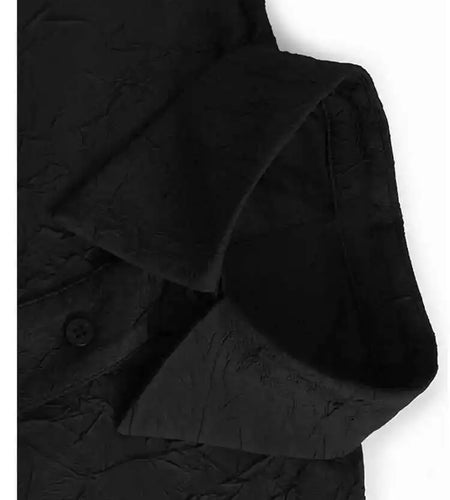 Women White Printed Irregular Big Size Pleated Blouse New Lapel Long Sleeve Shirt Fashion Tide Spring Autumn 2025 1DH8639