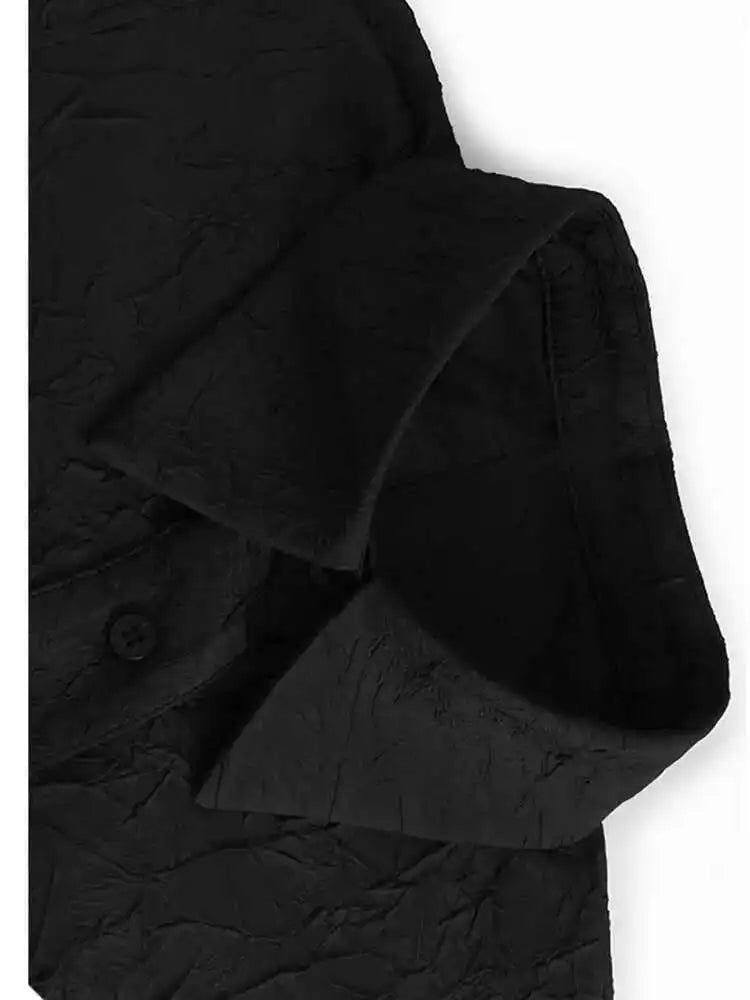 Women White Printed Irregular Big Size Pleated Blouse New Lapel Long Sleeve Shirt Fashion Tide Spring Autumn 2025 1DH8639