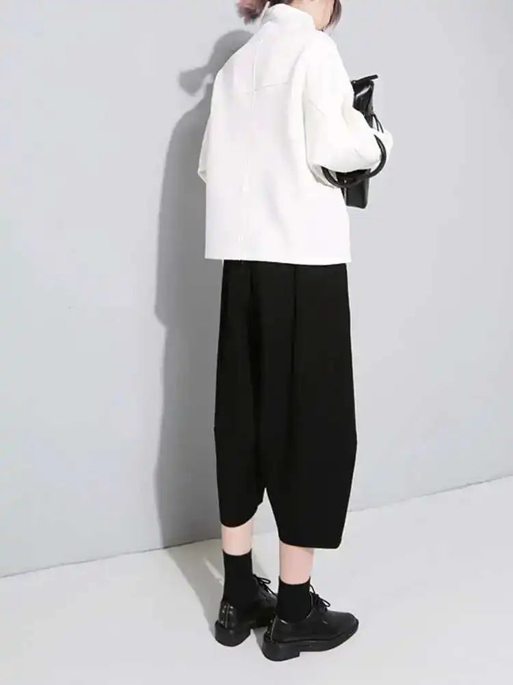 High Elastic Waist Black Pleated Wide Leg Pants New Loose Fit Trousers Women Fashion Tide Spring Autumn 2025 1DF5744