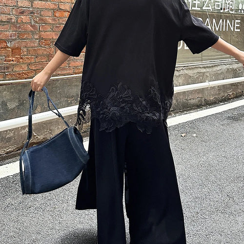 Load image into Gallery viewer, High Elastic Waist Black Pattern Printed Long Wide Leg Pants New Trousers Women Fashion Tide Spring Autumn 2025 1DJ0899
