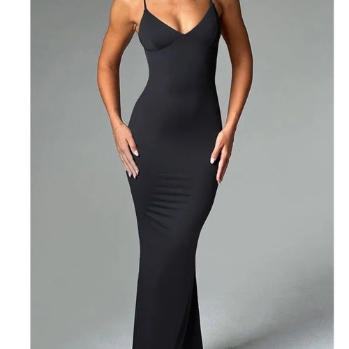 Load image into Gallery viewer, Sexy Sleeveless Slim Fit Pleated Dress For Women Backless Tight Fitting Maxi Vestidos Elegant Party Club Evening Dress
