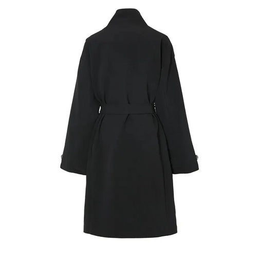 Load image into Gallery viewer, Solid Spliced Button Chic Trench for Women Stand Neck Long Sleeve High Waist Elelgant Long Coats Female
