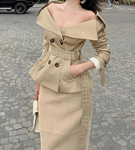 Slimming Spliced Lace Up Elegant Jackets for Women V Neck Long Sleeves Patchwork Double Breasted Jacket Female New