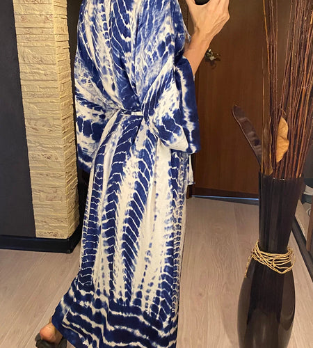 11 Colors Printed Long Sleeve With Belt Tunic Beach Cover Up Cover-ups Beach Dress Beach Wear Beachwear Female Women V4521