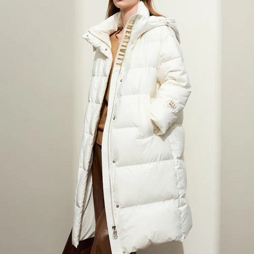 Minimalist Heat Warm Storage Hooded Long Sleeve Duck Down Jacket Female Winter Letter Print Loose Outerwear Coats 12424044