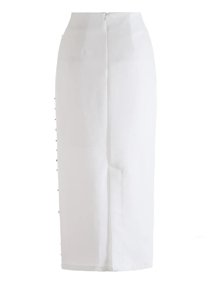 High Waist Black Rhinestones Shining Elegant Long Half-body Skirt Women Fashion Tide New Spring Autumn 2025 1DJ1269