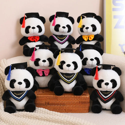 Load image into Gallery viewer, 26cm Kawaii Doctor Panda Plush Toys Kawaii Panda Bears with Doctorial Hat Plushie Doll Stuffed Animal Toy Kids Graduation Gift
