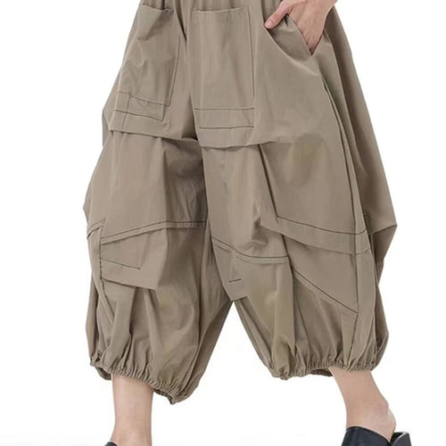 Load image into Gallery viewer, High Elastic Waist Khaki Topstitched Pleated Wide Leg Pants New Trousers Women Fashion Tide Spring Autumn 2025 1DH9548
