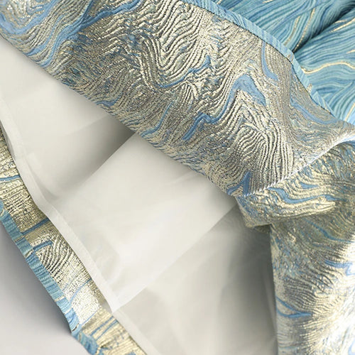 Load image into Gallery viewer, High Elastic Waist Blue Jacquard Textured Pleated A-line Half-body Skirt Women Fashion Tide New Spring Autumn 2025 1DJ1141
