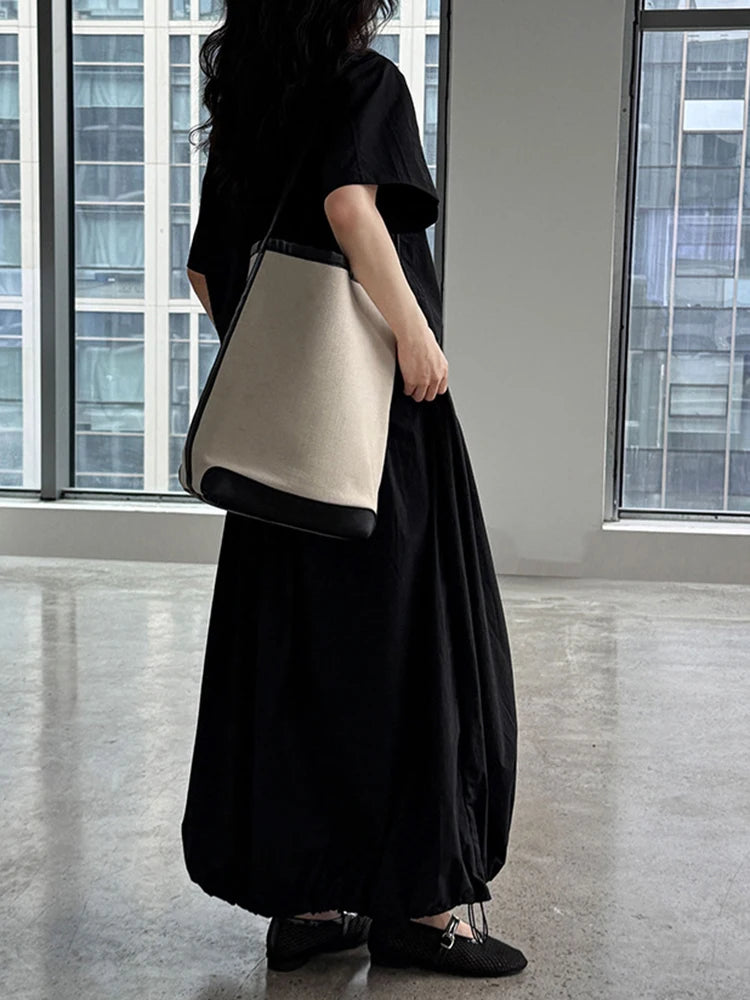 Black Thin Shirt Half-body Skirt Two Pieces Suit New Round Neck Short Sleeve Women Fashion Tide Spring Summer 2025 1DJ1281