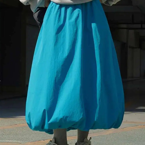 Load image into Gallery viewer, High Elastic Waist Blue Thick Cotton-padded Aline Half-body Skirt Women Fashion Tide New Autumn Winter 2025 1DH2758
