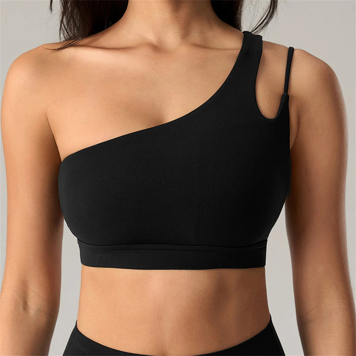 Oblique Shoulder Yoga Bra Women's Beautiful Back Gym Sports Underwear Hollow out Back Running Fitness Vest Push Up Workout Top