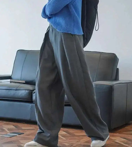 High Waist Khaki Brief Pleated Long Wide Leg Pants New Loose Fit Trousers Women Fashion Tide Spring Autumn 2025  1DF9946