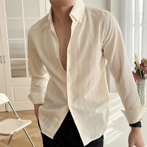 Load image into Gallery viewer, Men's New Spring Shirts Korean Striped Design Loose Long Sleeve Male Clothing Casual Single Breasted Fashion Menwear 9W1576
