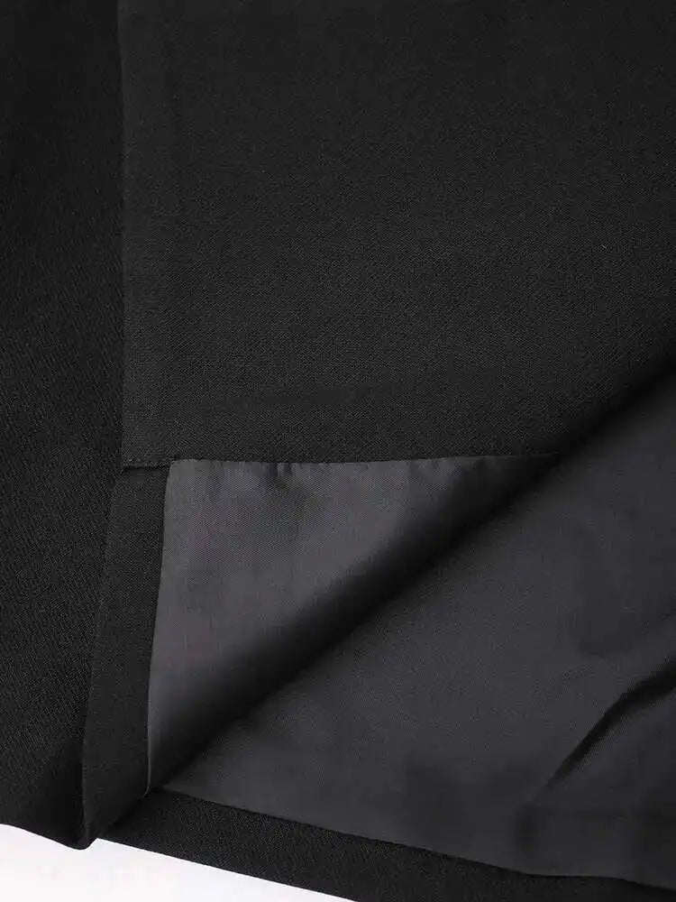 Women Black Topstitched Big Size Long Casual Blazer New Lapel Long Sleeve Jacket Fashion Tide Spring Autumn 2025 20A3504