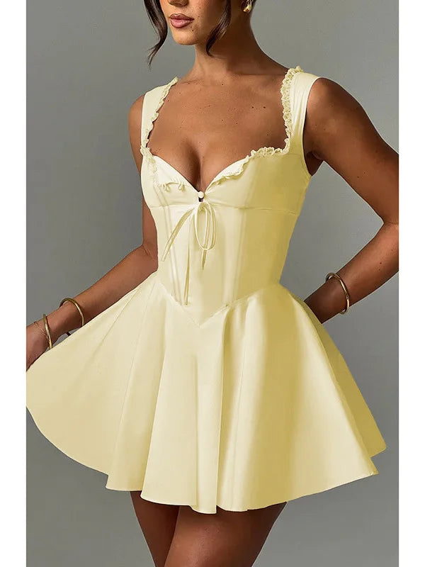 Sexy Sleeveless Deep V Lace Up Dress For Women 2024 Summer New Women's Elegant Skirt Tight Dress Party Evening Vestidos