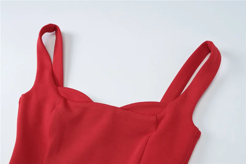 Spaghetti Strap Backless Sexy Mini Dress For Women Robe Solid Sleeveless High Waist A-line Pleated Club Party Dress