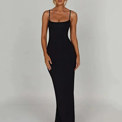 Load image into Gallery viewer, Spaghetti Strap Backless Bodycon Maxi Dress Women Autumn New Thickened Fabric Sleeveless Club Party Sexy Long Dress
