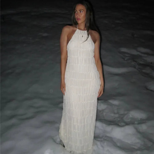 Load image into Gallery viewer, Halter Backless Sexy Maxi Dress For Women Spring Summer New Lace-up Sleeveless Pleated Beach Holiday Long Dress Elegant
