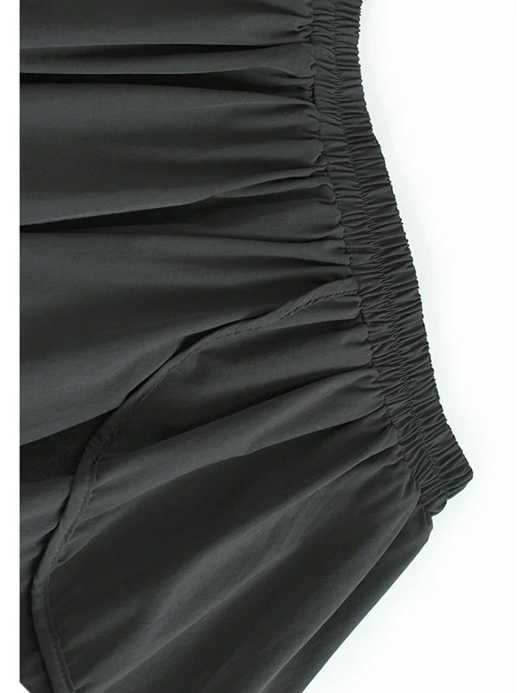 High Elastic Waist Gray Irregular Mesh Spliced A-line Half-body Skirt Women Fashion Tide New Spring Autumn 2025 1DJ1418