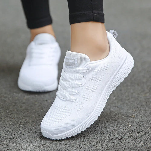 Load image into Gallery viewer, Women Casual Shoes Fashion Breathable Walking Mesh Flat Shoes Sneakers Women Gym Vulcanized Shoes White Female Footwear
