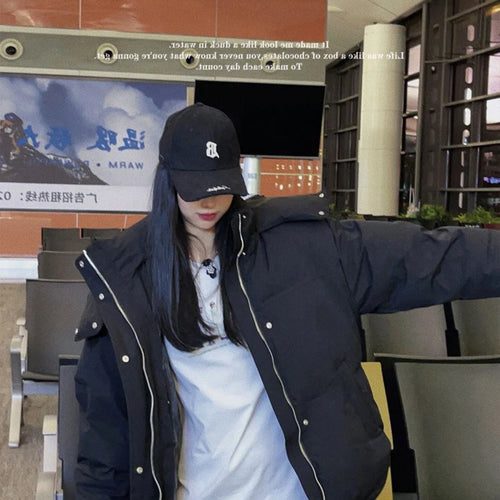 Load image into Gallery viewer, Winter Puffer Jackets Women Thick Warm Down Cotton Padded Coat Female Fashion Oversize Hooded Grey Loose Short Parkas Mujer 2023
