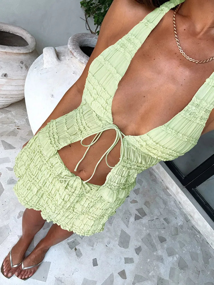 Summer Fashion Skirt Two Piece Sets Women Halter Tank Tops And Hot Skirt Female Beach Club Party Sexy 2 Piece Set