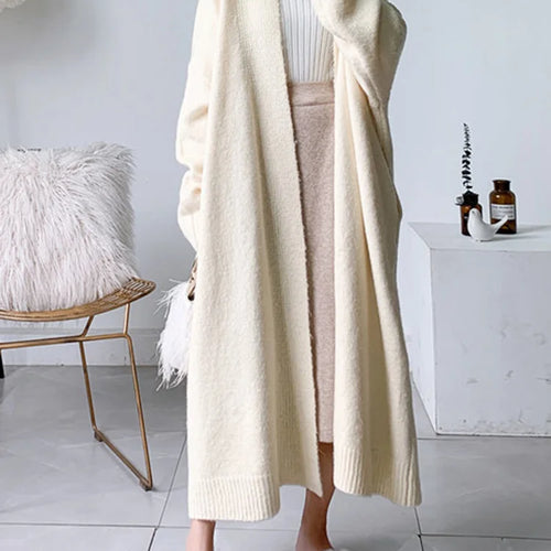 Load image into Gallery viewer, Gray Big Size Thick Knitting Cardigan Sweater Loose Fit V-Neck Long Sleeve Women New Fashion Tide Autumn Winter 2025 1Y163
