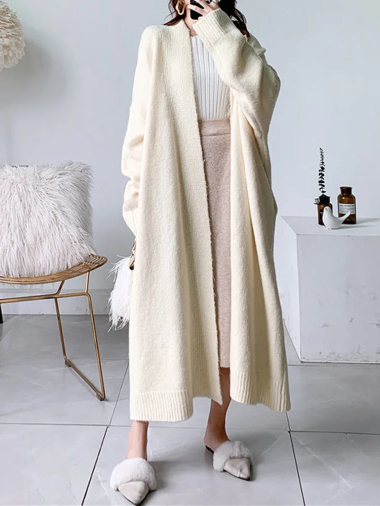 Gray Big Size Thick Knitting Cardigan Sweater Loose Fit V-Neck Long Sleeve Women New Fashion Tide Autumn Winter 2025 1Y163