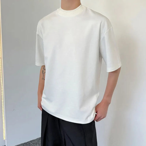 Load image into Gallery viewer, Men&#39;s T-shirt Versatile Summer Short Sleeve Fashion Casual Round Neck Double Collar Solid Color Simple Menwear 9C5784
