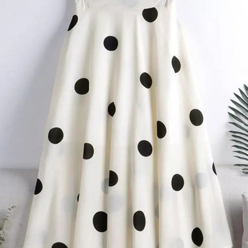 Load image into Gallery viewer, Chiffon Print Dot Skirts Womens High Waist All-match Summer Medium Long  A-line Skirt Female Office Lady Pleated Skirt Elegant
