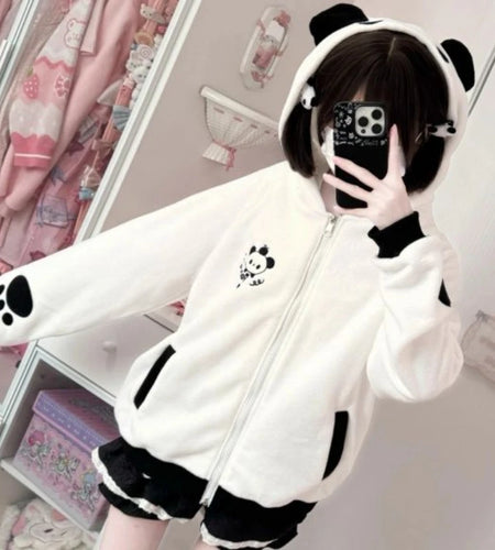 Cute Cat Hooded Sweatshirts for Women Preppy Style Fashion Japanese Hoodies Coats Zipper Thicked Casual Hoodie Jackets Y2k Tops