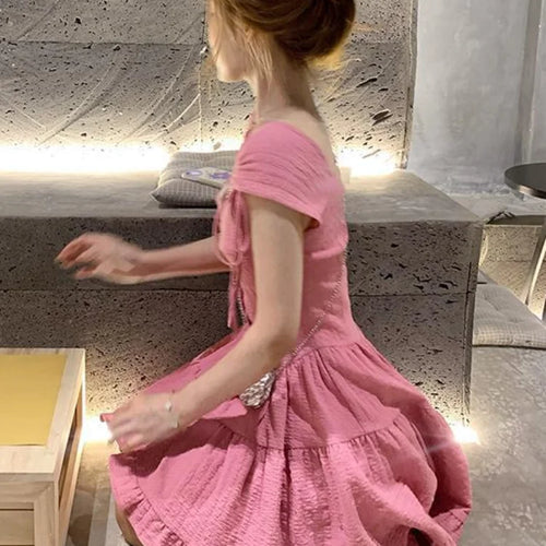 Load image into Gallery viewer, Y2k Pink Summer Dress Women 2023 Sundress Casual Kawaii Princess Fairy Short Dresses Party Korean Fashion
