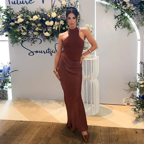 Load image into Gallery viewer, Women Sexy Party Club Evening Bodycon Sleeveless Long Dress Backless Soild Color Elegant Summer Dress
