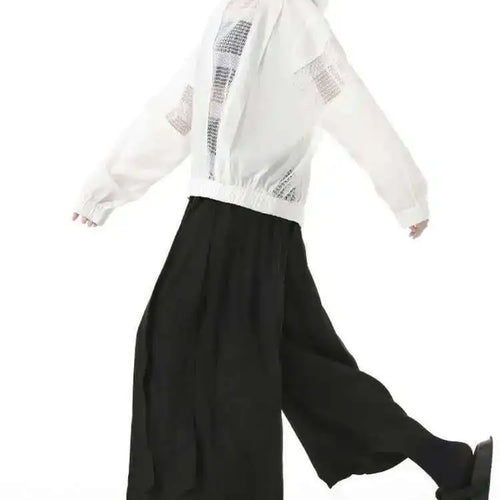 Load image into Gallery viewer, White Mesh Perspective Big Size Thin Jacket New Hooded Long Sleeve Women Coat Fashion Tide Spring Autumn 2025 1DH6562
