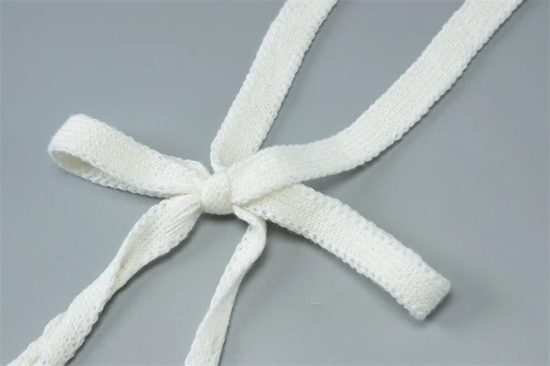 Hollow Out Beach Knit Sexy Mini Dress Women Elegant Halter Lace-up Sleeveless Backless Vacation Club Party Dress