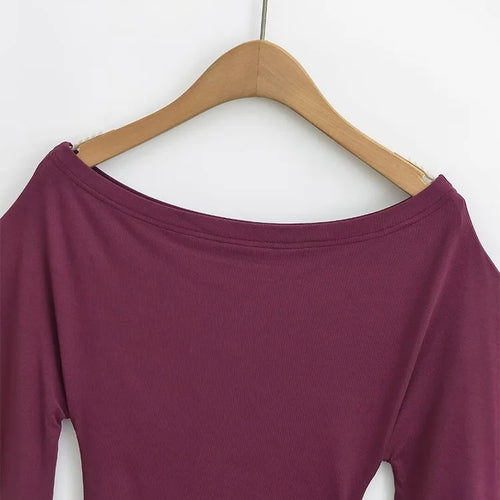 Load image into Gallery viewer, Korean style Women Summer Sexy Bat Sleeve Slash Neck Off Shoulder T-shirt Cinching Waist Solid Slim Top
