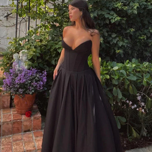 Load image into Gallery viewer, Black Elegant Wedding Events Dress Sexy Strapless Corset Dress Midi Christmas Party Dresses for Women Clothing 2023
