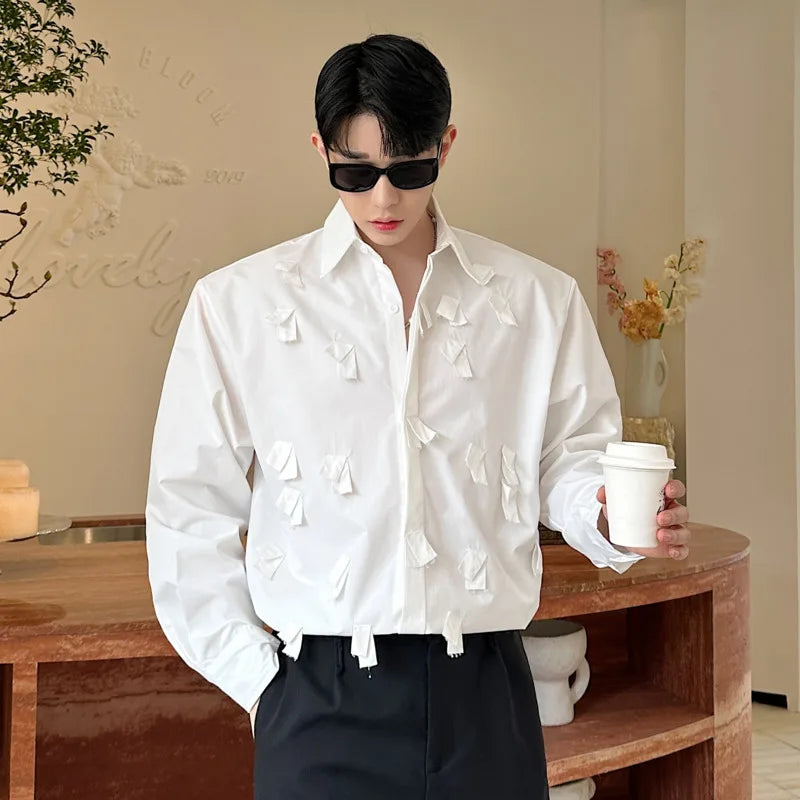 Men's Long Sleeve Shirts New Spirng Korean Turn-down Collar Loose Design Single Breasted Niche Causal Male Shirt 9W1605